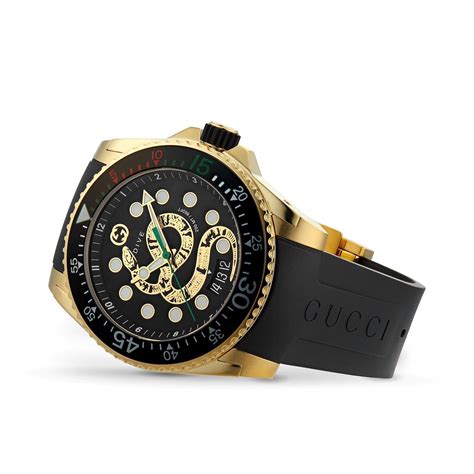 gucci dive watch 45mm gold review|Gucci rattlesnake watch.